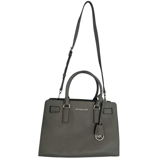 Michael Kors Handbag Women’s Dark Grey Dillon Saffiano Satchel Exc Cond - Picture 1 of 11